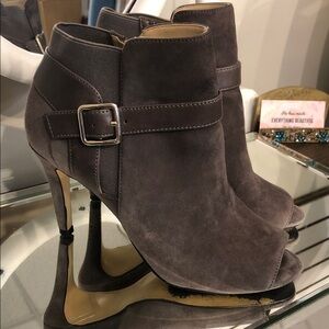 Marc Fisher Dark Gray Suede Ankle Heeled Boots